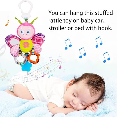 Miniatura 5 de D-KINGCHY Juguetes para bebé, asiento de automóvil, cochecito de juguete, juguete colgante de peluche, juguete de sonajero colgante, juguete para