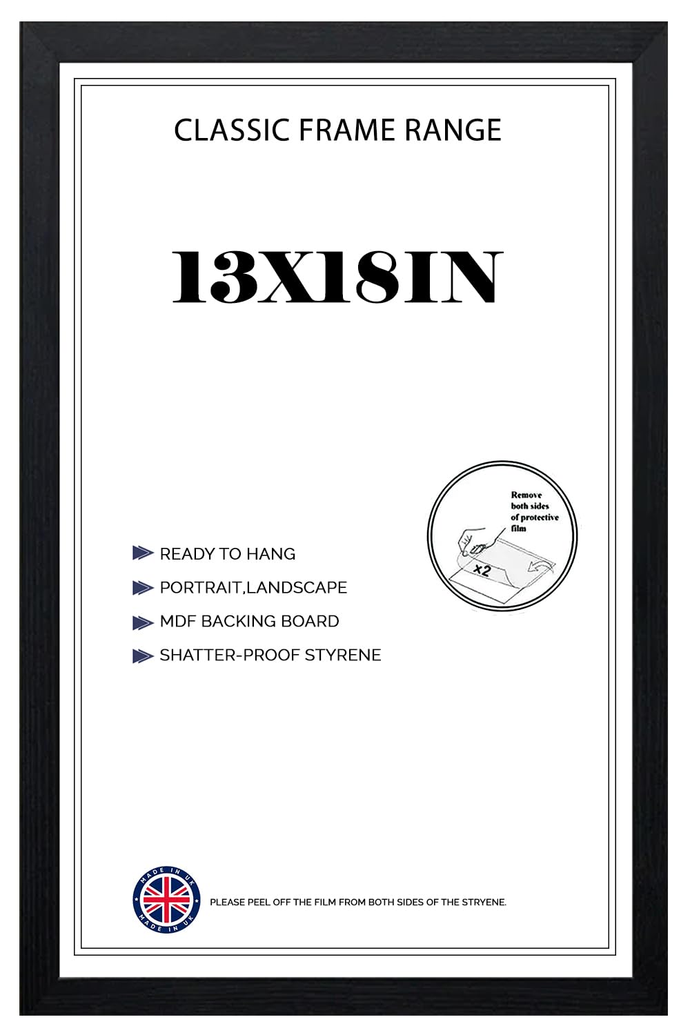 Modern Black HD Front Poster Frames 13x18 inches Picture/Photo Frames Vertical or Horizontal Shatter-Proof Perspex Front Easy To Hang for Home, Office, Gallery