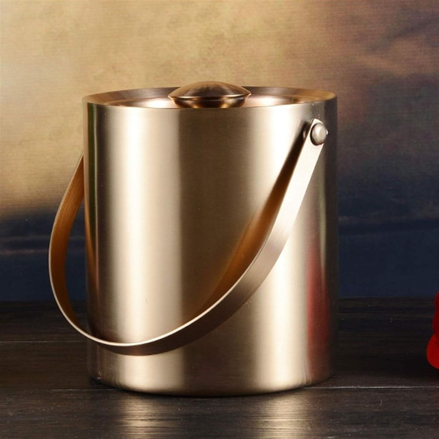 Cubitera Botella Vino Cubo de Metal para Hielo, Cubo de Acero, contenedor de Almacenamiento para Cubitos de Hielo con Tapa, enfriadores, Botella de Vino, champán y Cerveza