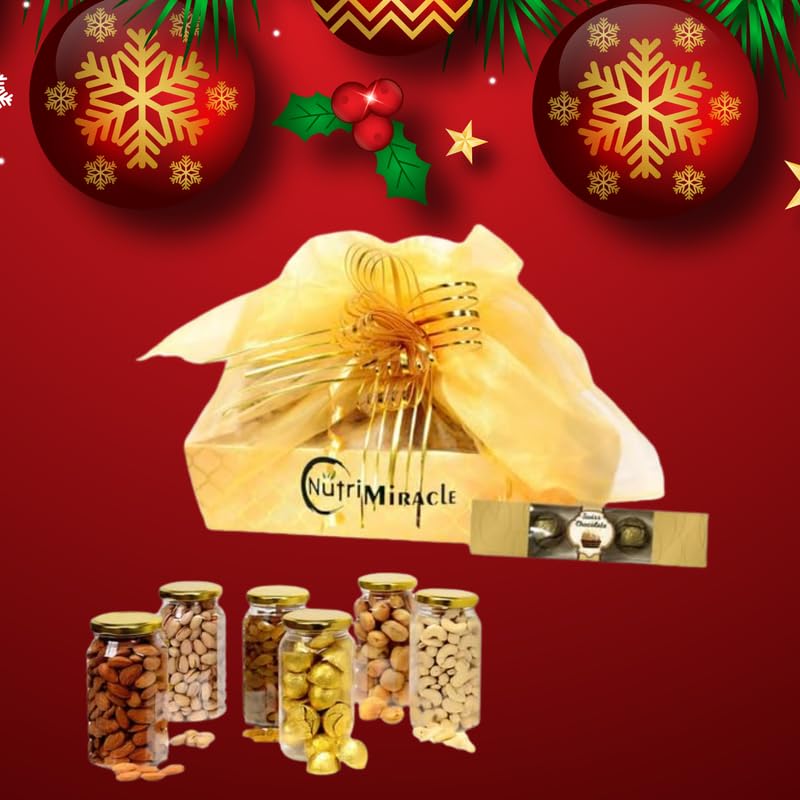 Image of NUTRI MIRACLE New Year Gift Pack | Dry Fruits Hamper for Friends and Colleagues | Celebration Gift for Winter Parties