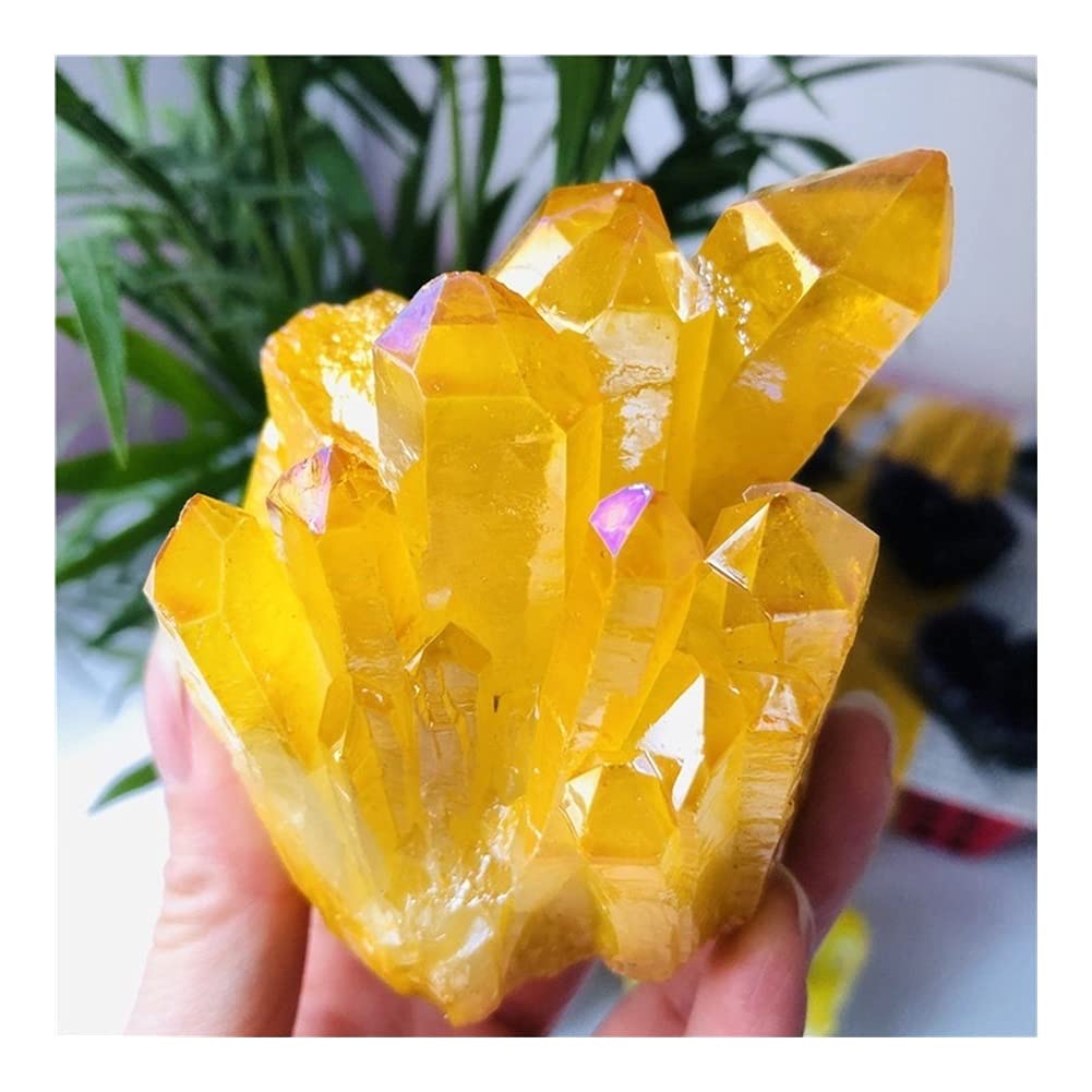 ゴールド　アメジスト 天然希少カラー　水晶原石　クォーツ　黄水晶 Amazon.co.jp: アメジスト原石 石工芸品黄色電気メッキクリスタル