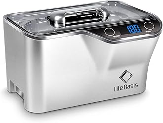 LifeBasis Ultrasonic Cleaner, Professional 45kHz Ultrasonic Jewelry Cleaner 20 Ounces (600ML) with Digital Timer, Watch Holder Ultrasonic Glasses Cleaner for Rings, Coins, Watches, Dentures, Silver