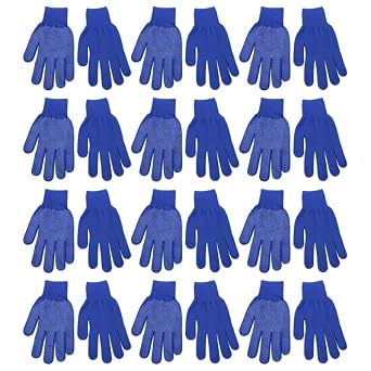 12 Pair Gloves With Rubber Dots Single Sided PVC Dotted Working Gloves Polyester And Cotton Work Gloves With Grip Dots Industrial Gloves