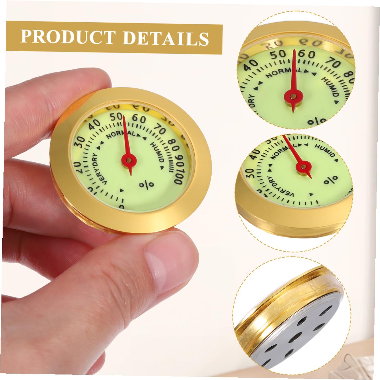 SOIMISS Round Mechanical Cigar Hygrometer Analog Humidor Gauge Small Night Light Accessory for Cigar Box and Guitar Humidors