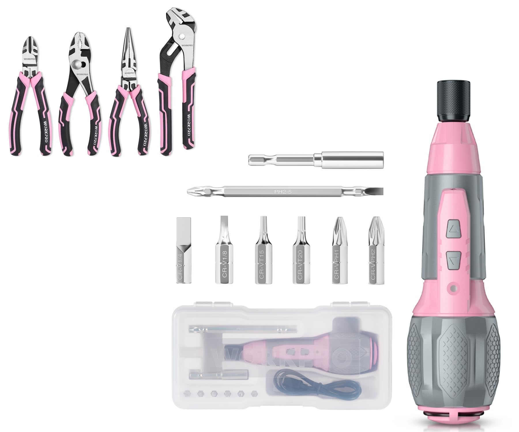 Amazon.com: WORKPRO 3.6V Cordless Screwdriver (Pink) - Pink Ribbon ...