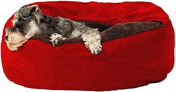 Powsome Dog Bed, with Blanket Attached, Snug Style Hooded Pet Cuddler Bed for Dogs and Cats Red Colour XL Size