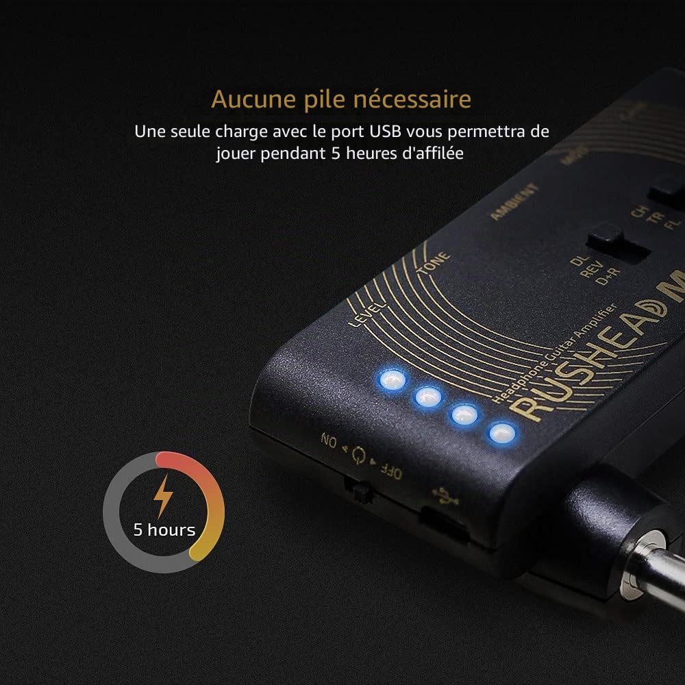 VALETON Rushead Max USB rechargeable portable guitare de poche basse casque ampli cabine de cabine multi-effets plug-in