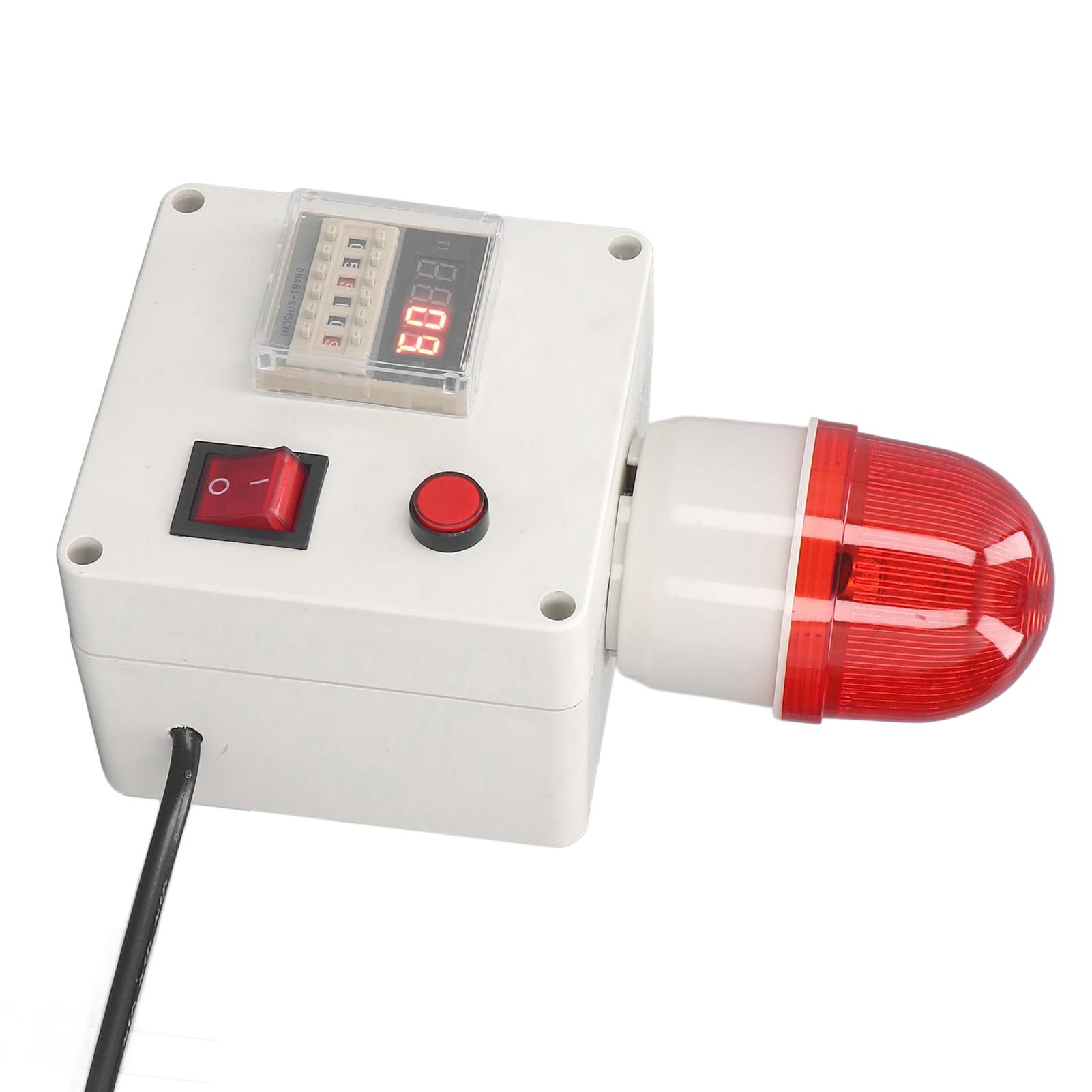 Sirena con Timer a Ciclo Industriale, Presa UE 220 V, Allarme Sonoro Temporizzato, Custodia in ABS per la Lavorazione degli Alimenti