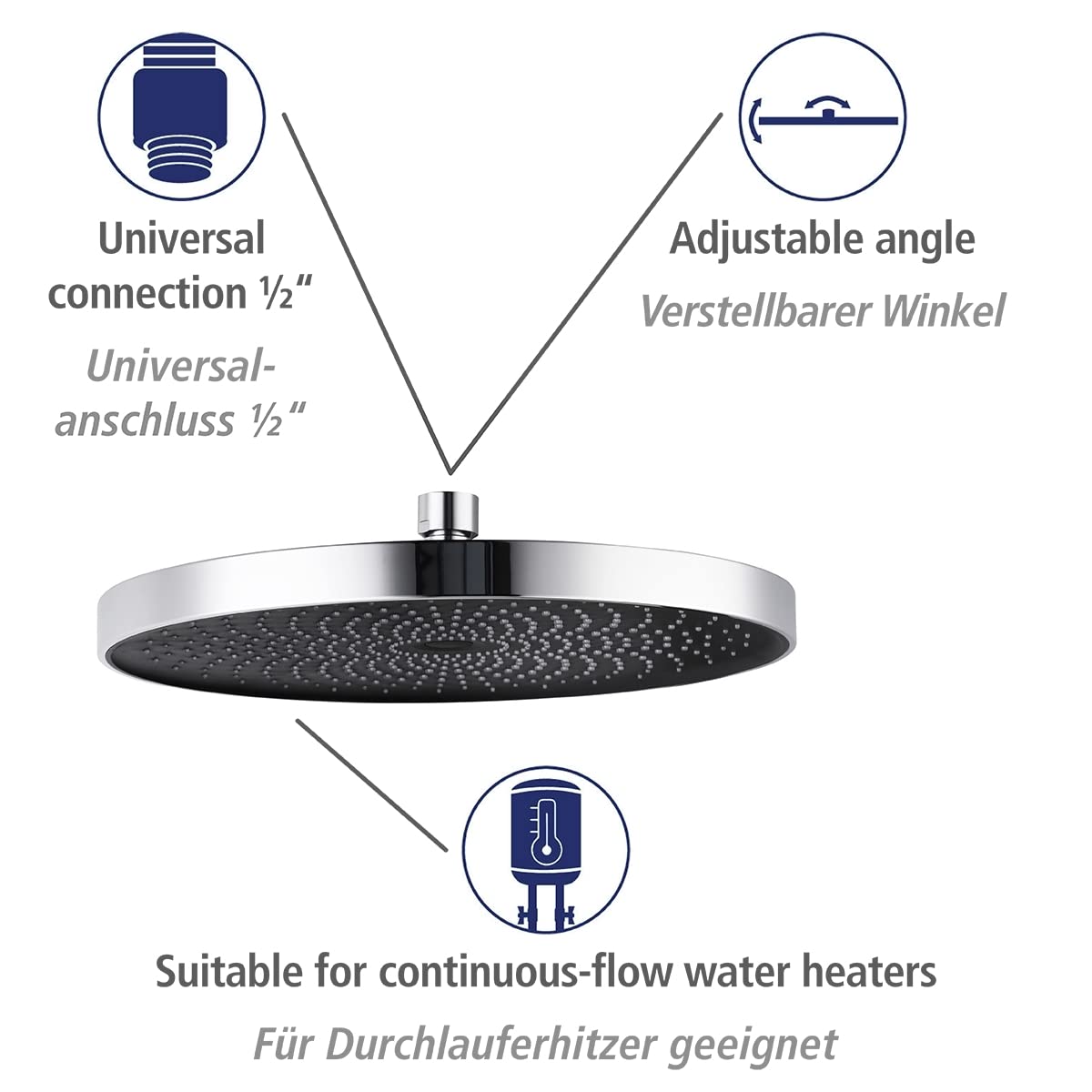 Alcachofa de ducha Softwater cromado/negro, universal, con 416 boquillas