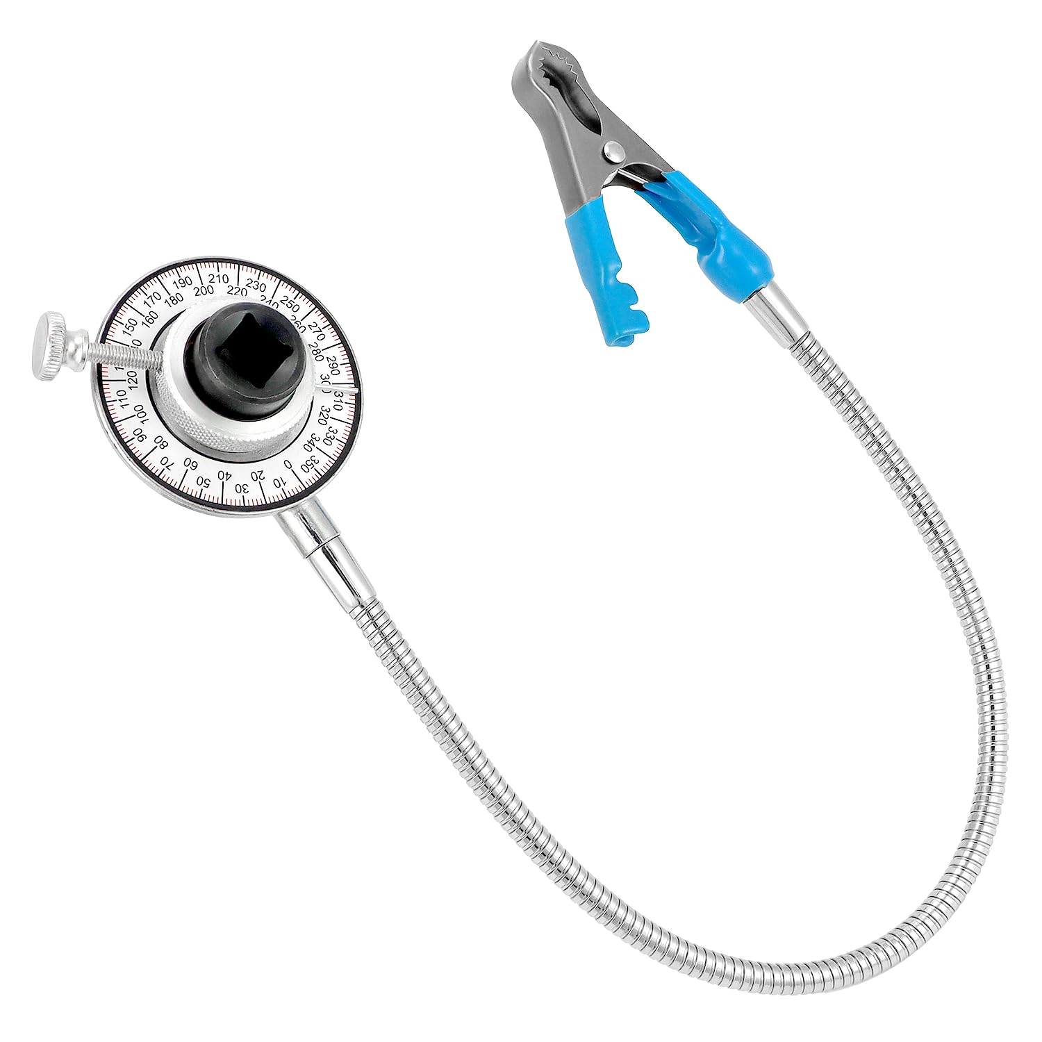 QWORK® 1/2" obrotowy miernik kątowy miernik kąta obrotu z ramieniem magnetycznym i ramieniem obrotowym