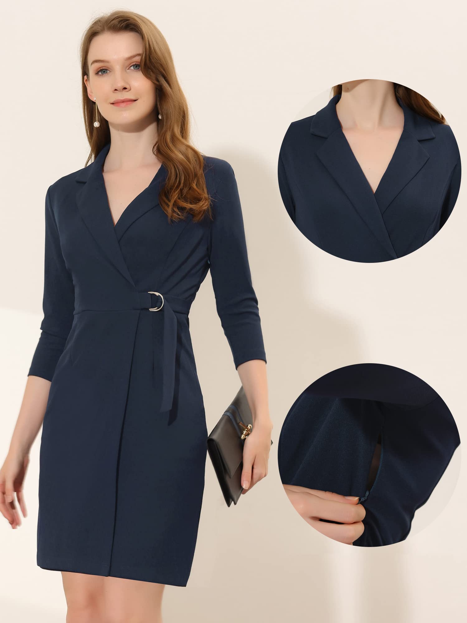 Allegra K Vestido Tubo de Mujer Vestido de Oficina de Trabajo de Manga Larga