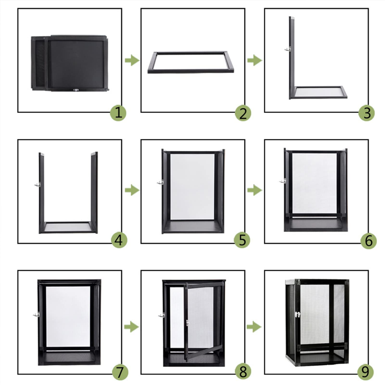 Escalada Terrario para Mascotas Casas de Reptiles Caja de Tortuga de Madera Lagarto Camaleón Gecko Incubadora de Mascotas con cajón Casa para Mascotas Terrario para Reptiles (Negro 320 x 320 x 460 mm