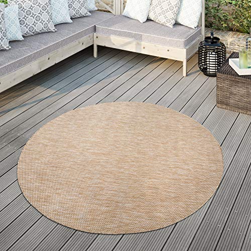 TT Home Alfombra para Exterior Alfombra Cocina Balcón Terraza Diseño Monocolor Moderna, Color:Naturaleza, Tamaño:Ø 80 cm Redondo Cover