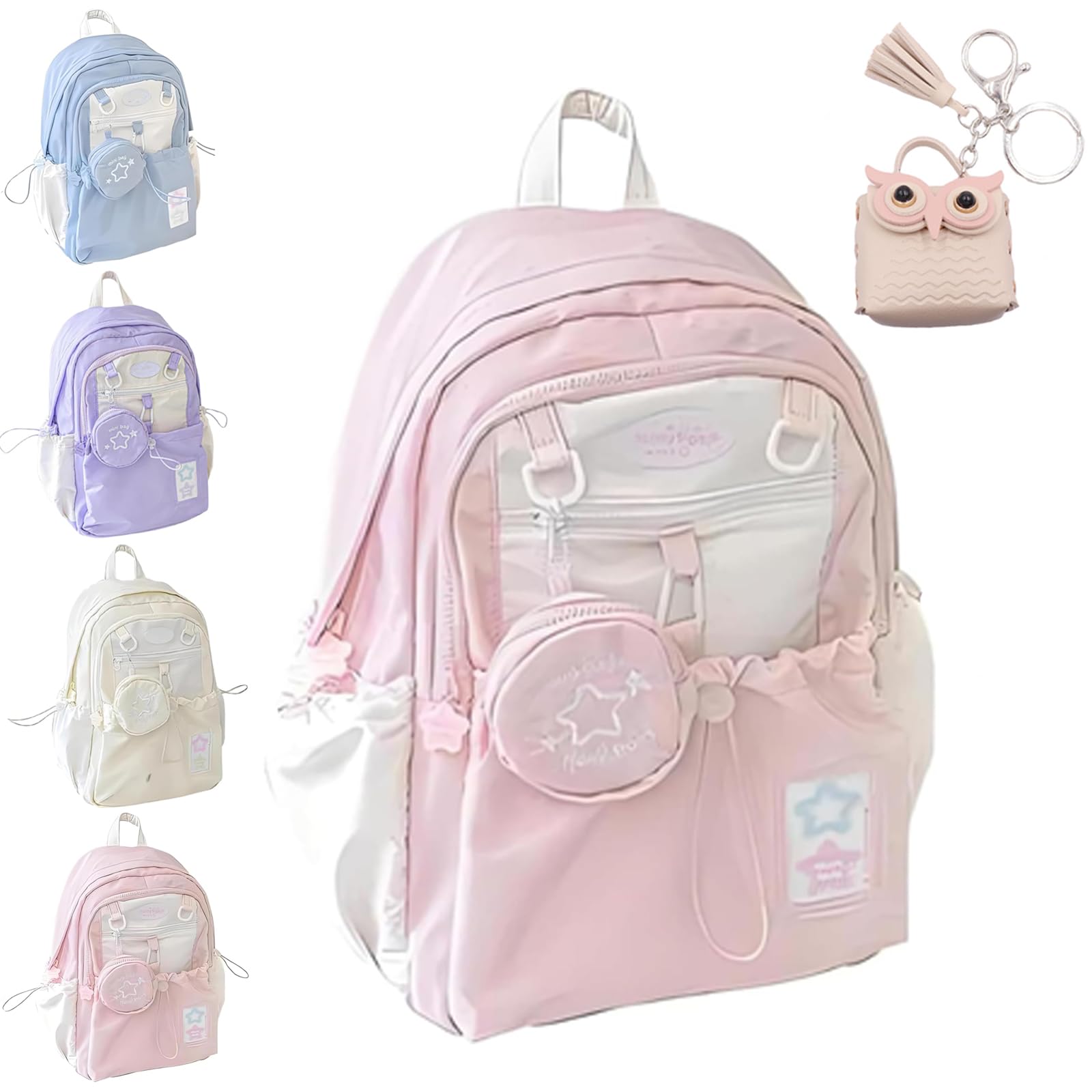 Pnedeodm 2025 New Rosy Posy Backpack, Cream Star Drawstring Backpack, Large Capacity, Durable Waterproof (Pink)