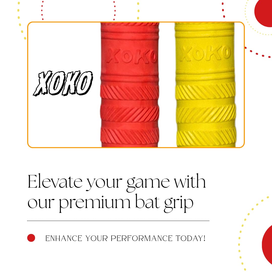 XOKO Premium Cricket Bat Handle Grip Set, Multicolor Anti-Slip Rubber Grips, Professional Sports Accessory Pack with 6 Grips and Wooden Cone 2