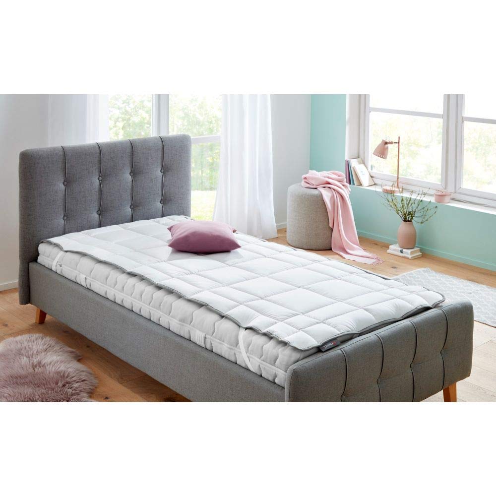 Badenia Trendline Spannauflage Clean Cotton, 180 x 200 cm, weiß, Öko-Tex zertifiziert, produziert nach deutschem Qualitätsstandard