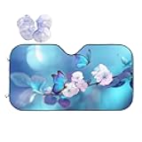 Blue Butterfly Flower Car Windshield Sunshade Front Window Sun Visor Protector Foldable Shield Cover for Truck SUV