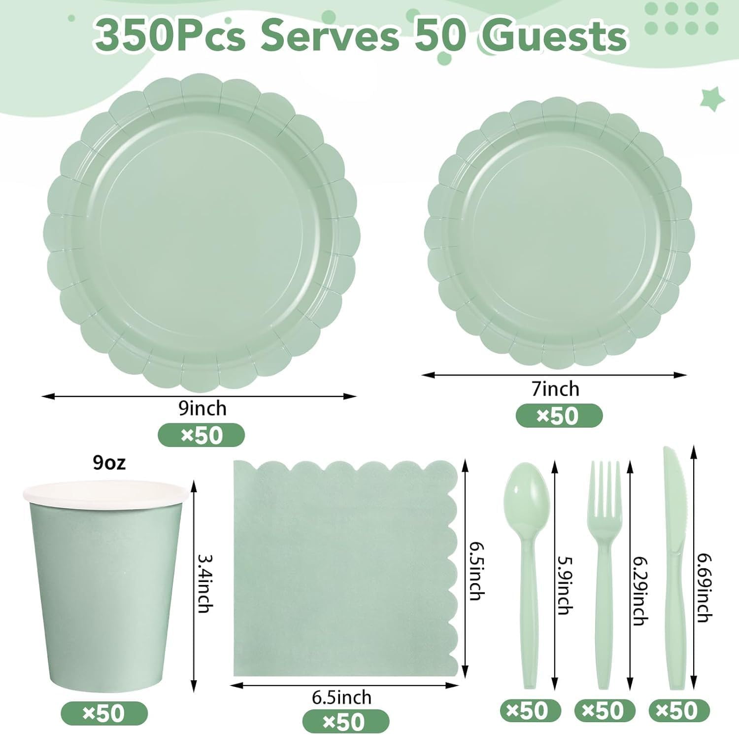 350 Pcs Disposable Plates and Napkins Set, Holiday Napkins, Christmas Disposable Dinnerware for Party, Chirstmas, Birthday (50 Guests)