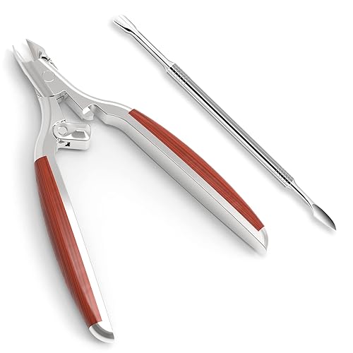 Alicates de cutícula para manicura, removedor de cutículas con empujador de cutículas