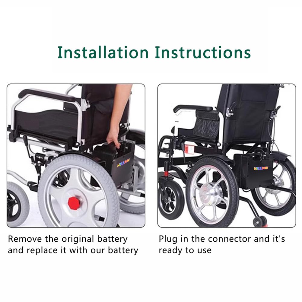 Batería de Litio de 24 V para Silla de Ruedas eléctrica, 24 V, 12 Ah, 18 Ah, baterías de Repuesto con Cargador para Motor de 300 W y 450 W.