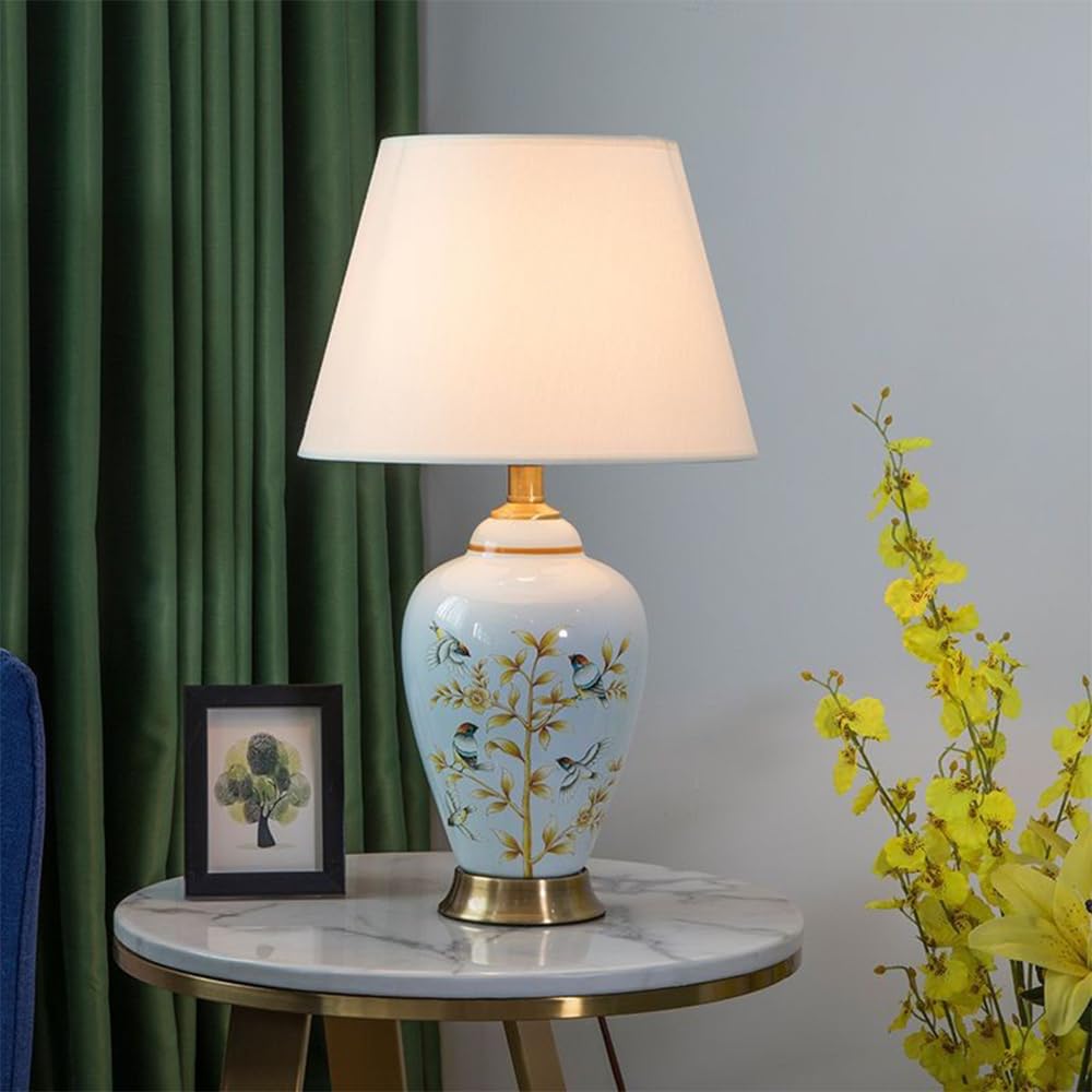 Contemporary Flowers and Birds Ceramics Table Lamp The American Village Living Room Bedroom Study Villa Hotel Bedside Desk Lamp (Style 14)