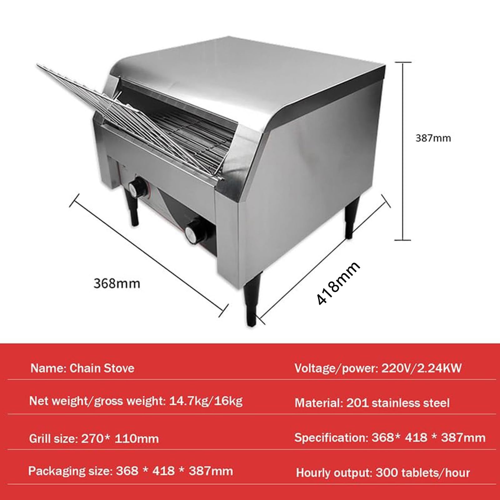 Tostadora de cinta industrial para hotel. Tostador de pan profesional de cinta transportadora para hostelería,300pieces/h
