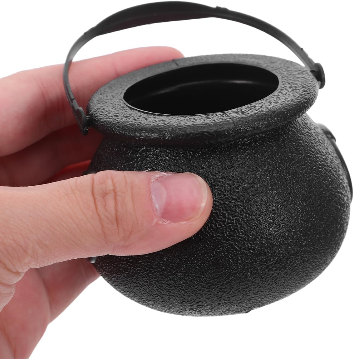 ULTECHNOVO Mini Halloween Candy Bucket Black Witch Cauldron with Handle - Tiny Plastic Trick or Treat Candy Holder for Kids Halloween Parties and Treat Collection