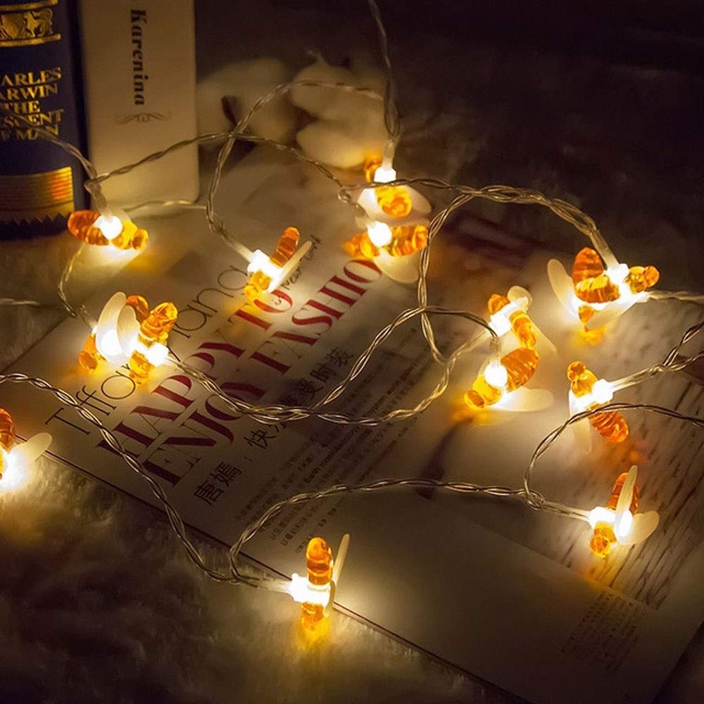 Girlanda świetlna, oświetlenie LED do użytku na zewnątrz i wewnątrz pszczoły, oświetlenie zewnętrzne z podświetleniem na imprezę, wiszące światła, patio, dekoracje świąteczne, Nowy Rok