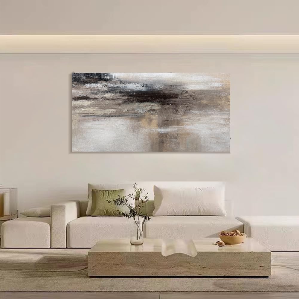 Ihhgnb Multicolor Gray And Brown Abstract Wall Decor Painting, Minimalist Textured Home Decoration Prints Artwork Canvas Picture Posters(20X40cm(8X16in)/No Frame)