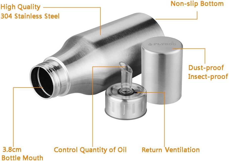 Flyboo Olive Oil Dispenser,Oil Bottle Stainless Steel Leak Proof Olive Oil Decanter for Kitchen - Image 2