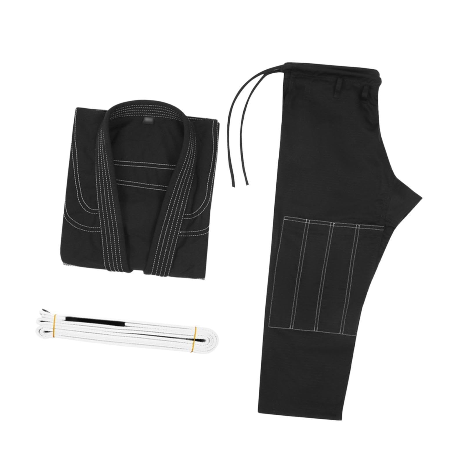 Accesorios de ropa para artes marciales, traje de Jiu Jitsu, cinturón, transpirable, ligero, deportivo, agarre, ajuste cómodo, kimono de torneo de, Negro, A1