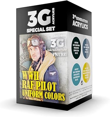 AK Acrylics 3Gen Aircraft Set AK11689 WWII RAF Uniform Colors 3G (4x17ml)