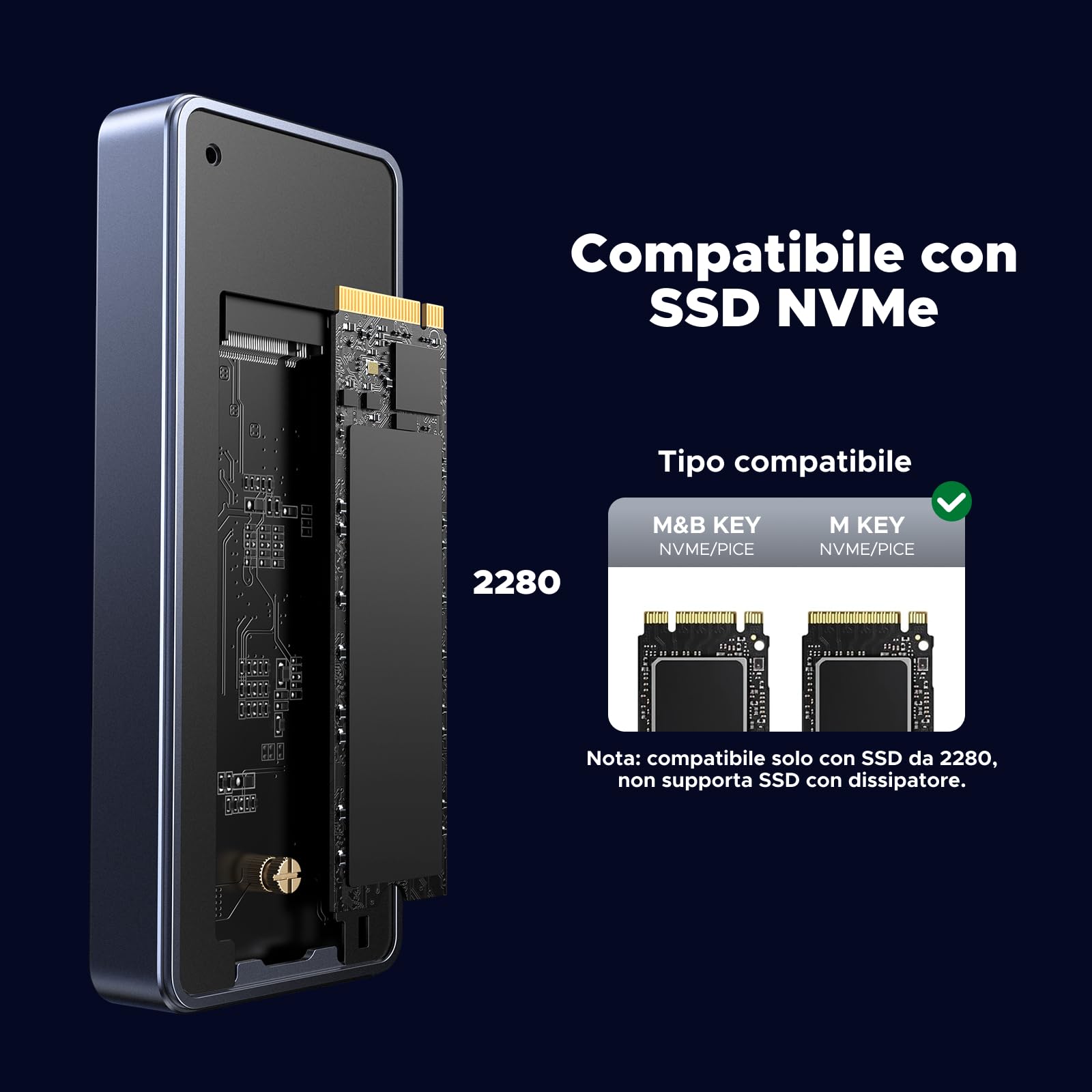 UGREEN Case Esterno SSD NVMe M2 da 40Gbps con Chip JHL7440 | Enclosure in Alluminio per SSD M.2 2280 USB 4 Compatibile con Thunderbolt 4/ 3