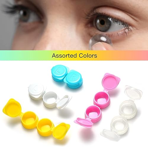 Miniatura 4 de Paquete de 100 cajas de almacenamiento con tapa hermética para lentes de contacto con tapa abatible, varios colores