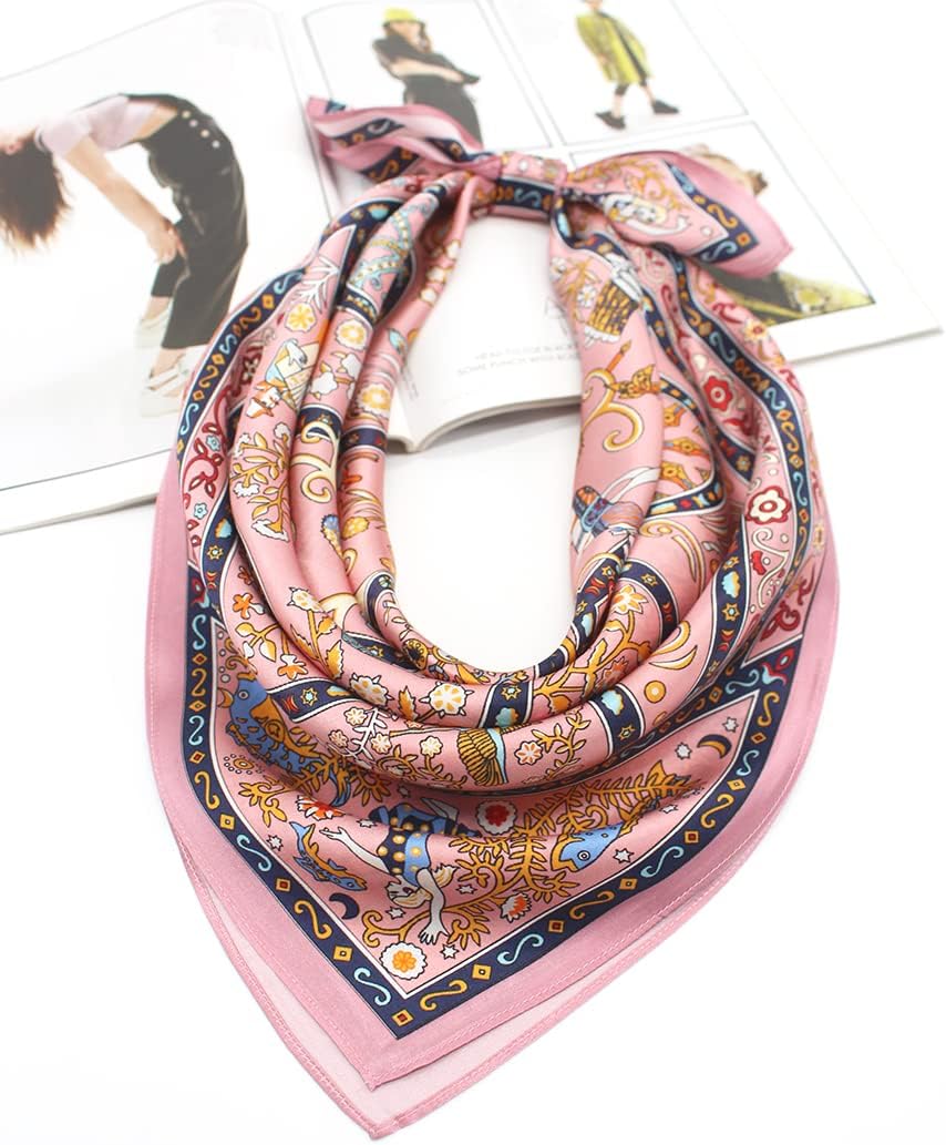 ANDANTINO 100% Mulberry Silk Square Scarf for Hair-25.6" X25.6'' Women Men Natural Silk Neckerchief Digital Printed Headscarf - Image 4