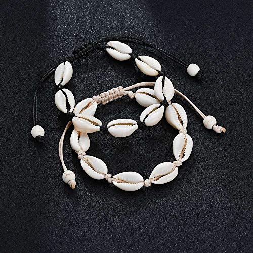 COLORFUL BLING 2 Pieces Handmade Boehmia Natural Cowrie Shell Anklet Seashell Ankle Bracelet Boho Beads Hawaii Foot Jewelry2