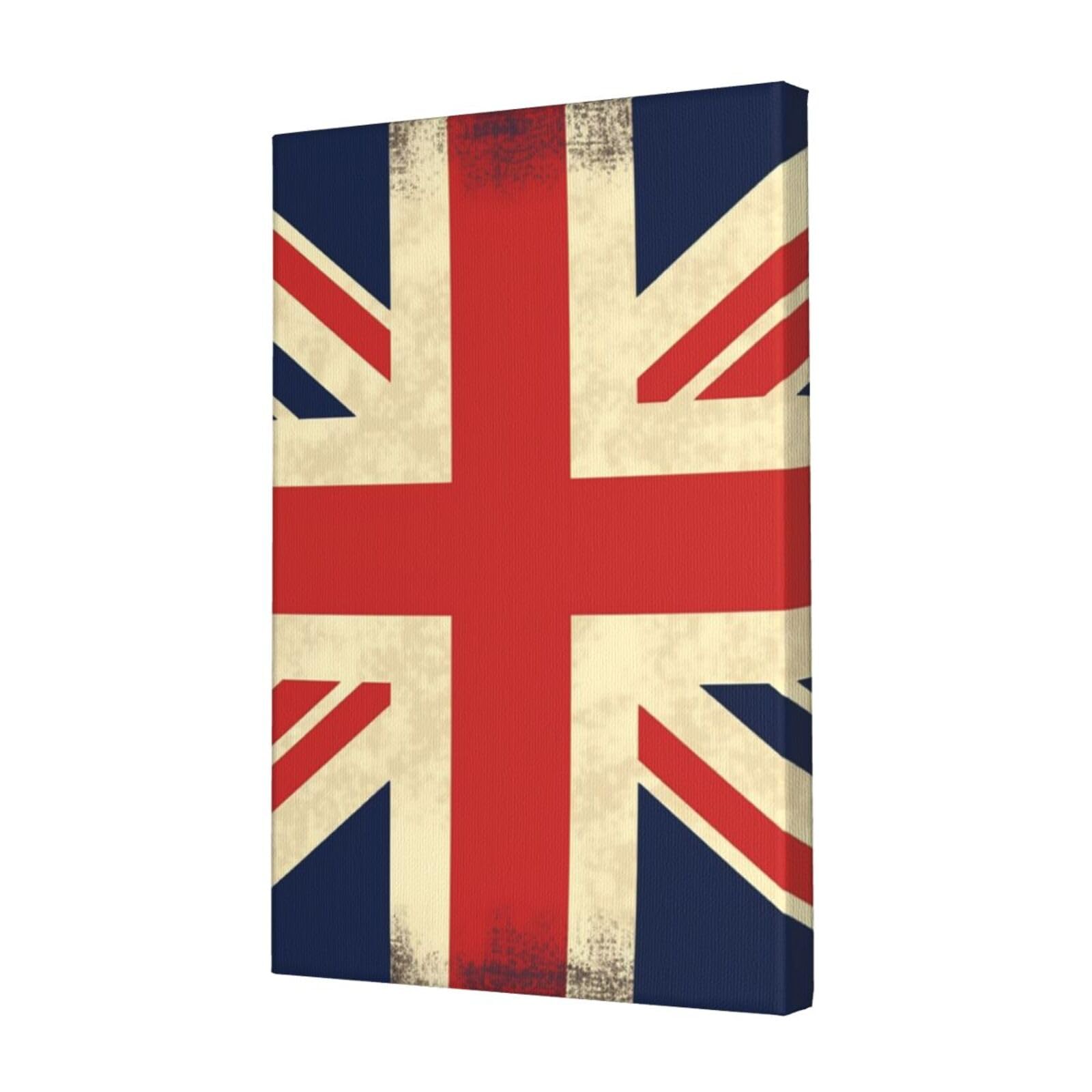KLOPH UK Flag Canvas Wall Art for Living Room 12"x18" Modern Artwork Painting for Bathroom Hanging Canvas Prints Aesthetic Wallart for Bedroom Kitchen Office Wall Decor