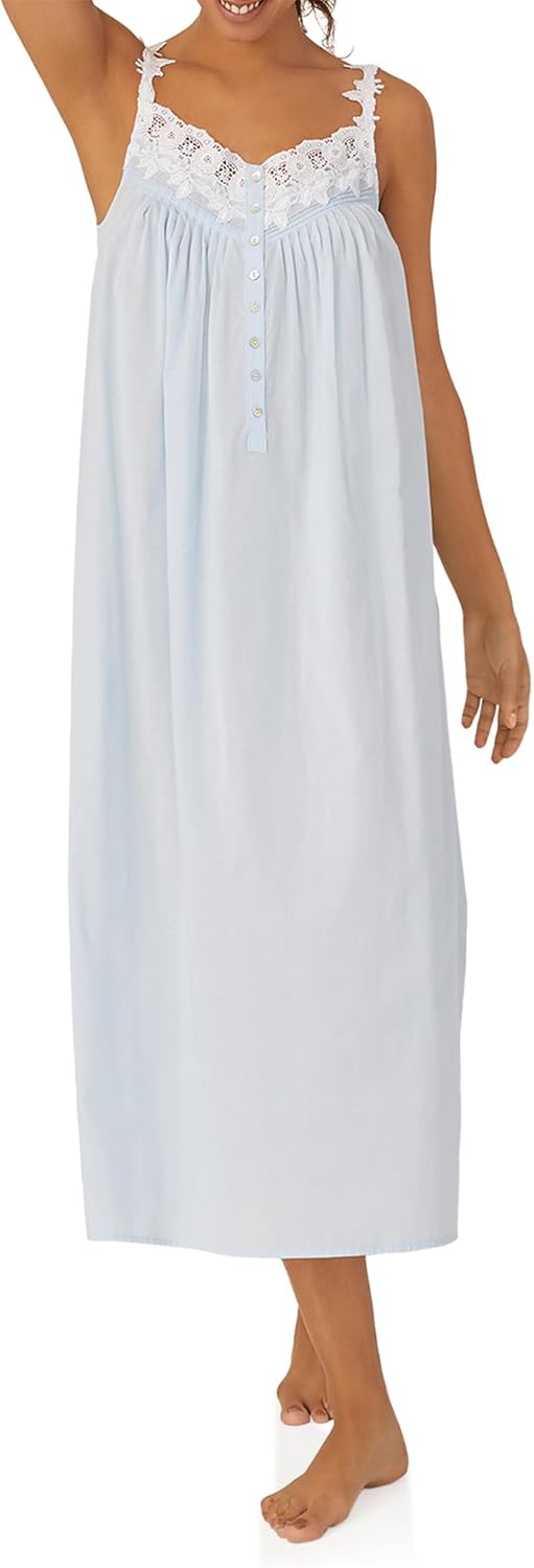 Eileen West Queen Anne's Lace Womens Sleepwear & Loungewear - Florentine Lace Collection - 100% Cotton Lawn Long Nightgown
