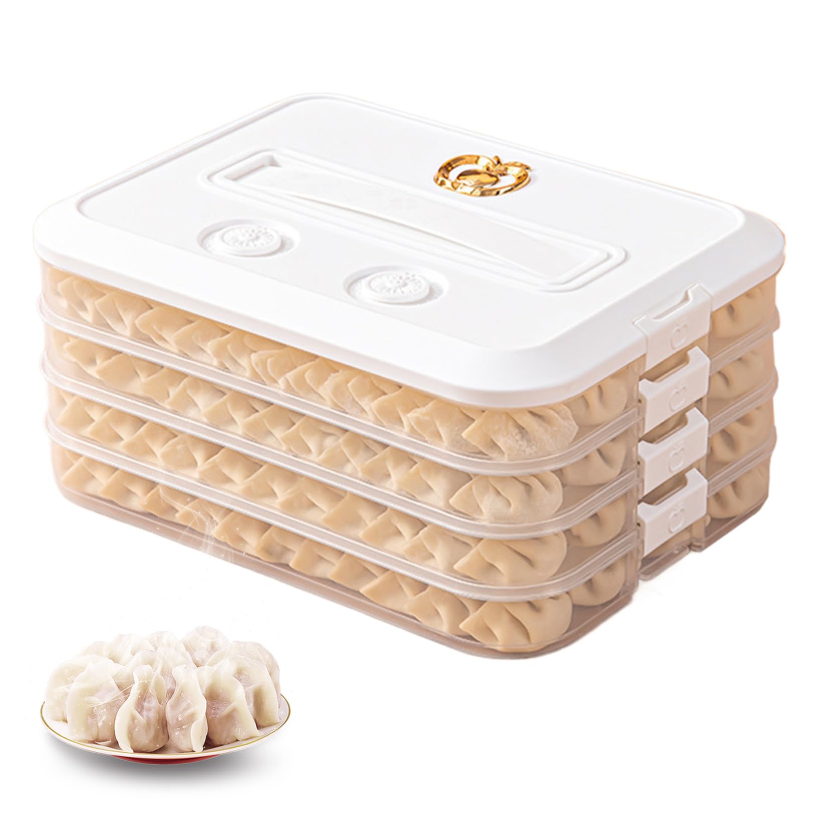 fkngcp Food Storage Containers with Lids, 4 Layer Cookie Storage Container with Time Recoder and Handle, Non Slip Stackable Cookie Carrier