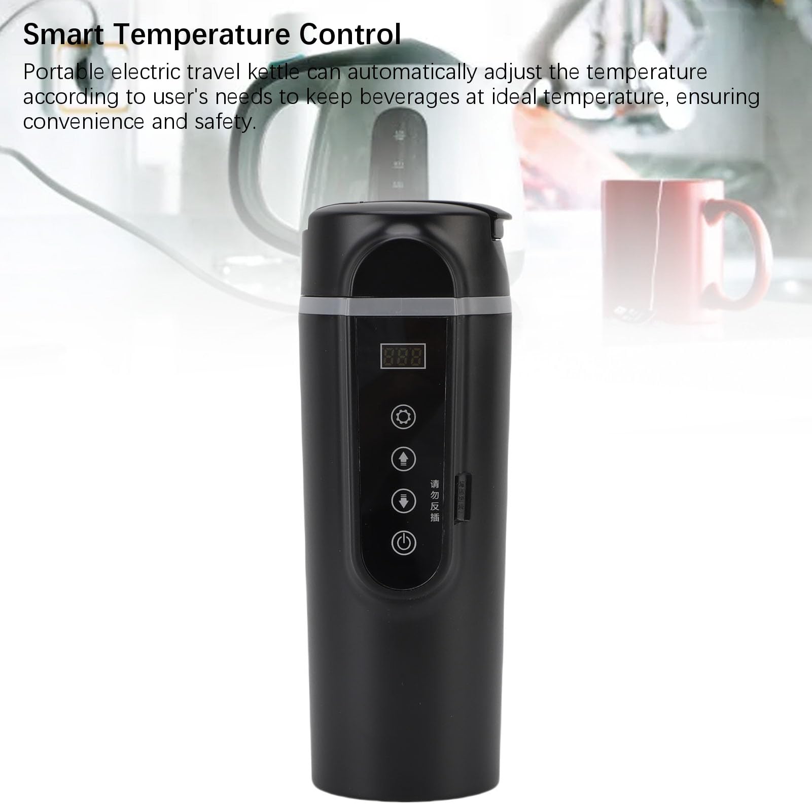 Generic Taza Calefactora Portátil para Coche, Caldera de Agua Eléctrica de 500ML para Viajes, Calentamiento Rápido para Camión, Material ABS