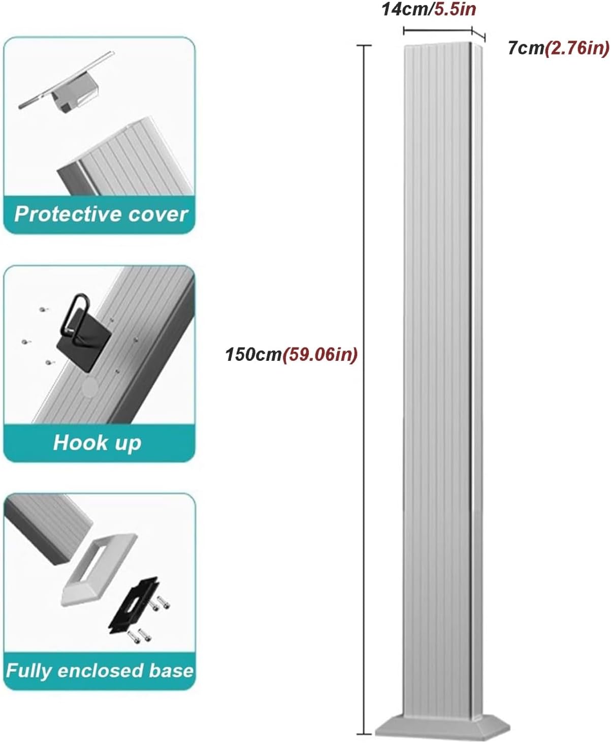 EV Charger Pedestal Outdoor Electric Vehicle Stand Freestanding Charging Station Stand,Aluminum Alloy EV Charger Pedestal Charger Pedestal,Electric Vehicle Charging Station with Hook,Two Ins