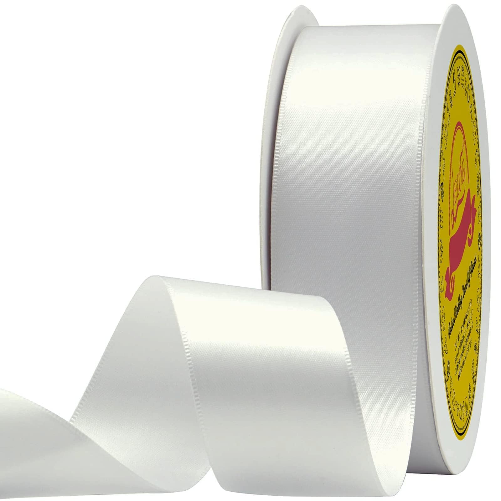 Double Face Satin Ribbon 1-1/2" X 50 Yards Polyester Off White Ribbon for Gift Wrapping Very Suitable for Weddings Party Invitation Decorations and More