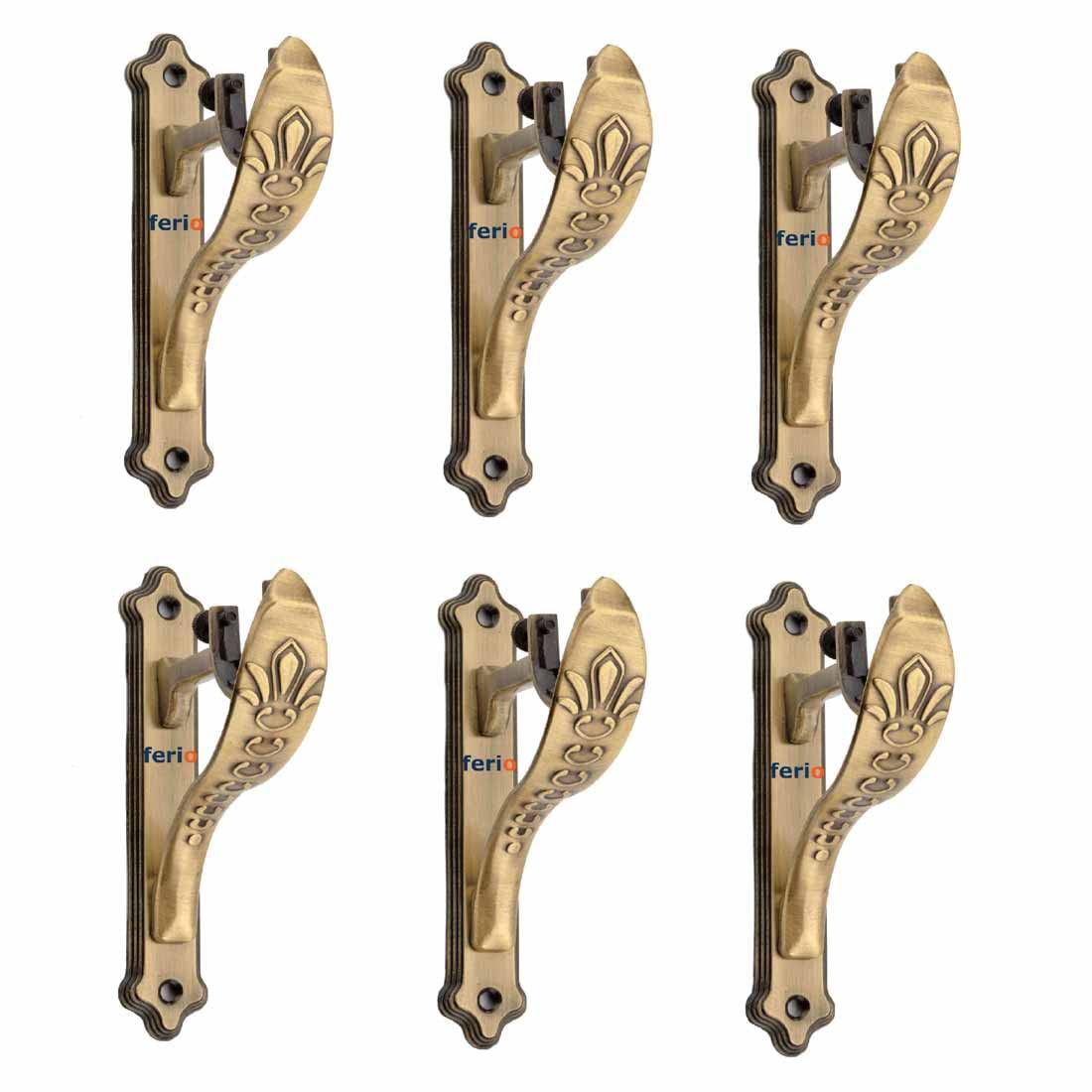 Ferio Zinc Antique Brass Finish Heavy Curtain Supports for Door and Window Curtain Brackets/Holder Set for 1 Inch Rod (Pack of 6 Pcs) (B096QBQXJD) Amazon Price History, Amazon Price Tracker