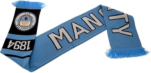Miniatura 2 de Manchester City FC Auténtica bufanda de punto EPL 1894, Azul/Negro