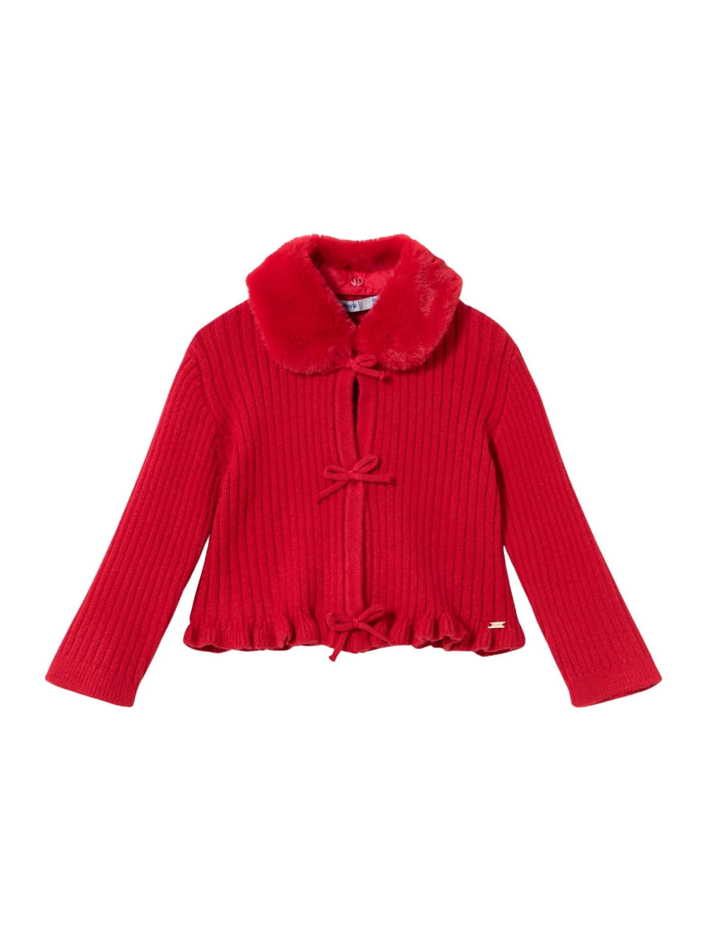 Mayoral Cardigan Tricot Colletto pell per Bimba Rosso