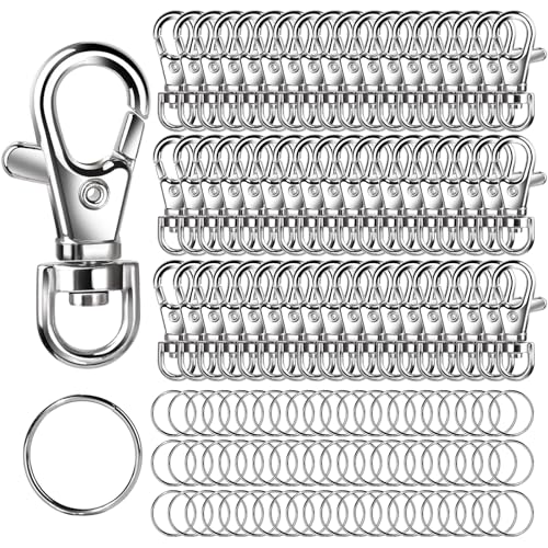 Image of LEOBRO 160PCS Lobster Claw Clasps and Key Rings, Keychain Making Kit, 80PCS Keychain Clips and 80PCS Key Chain Rings, Key Chain Making Kit for Crafts, Keychains, Jewelry