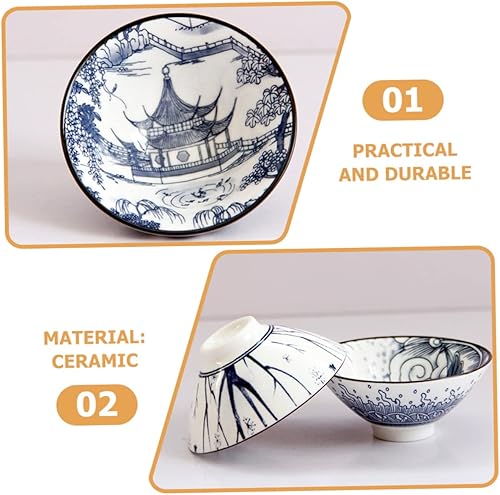 Miniatura 5 de 6pcs taza de té de porcelana azul y blanca Oficina Vintage Cerámica Contenedor de agua