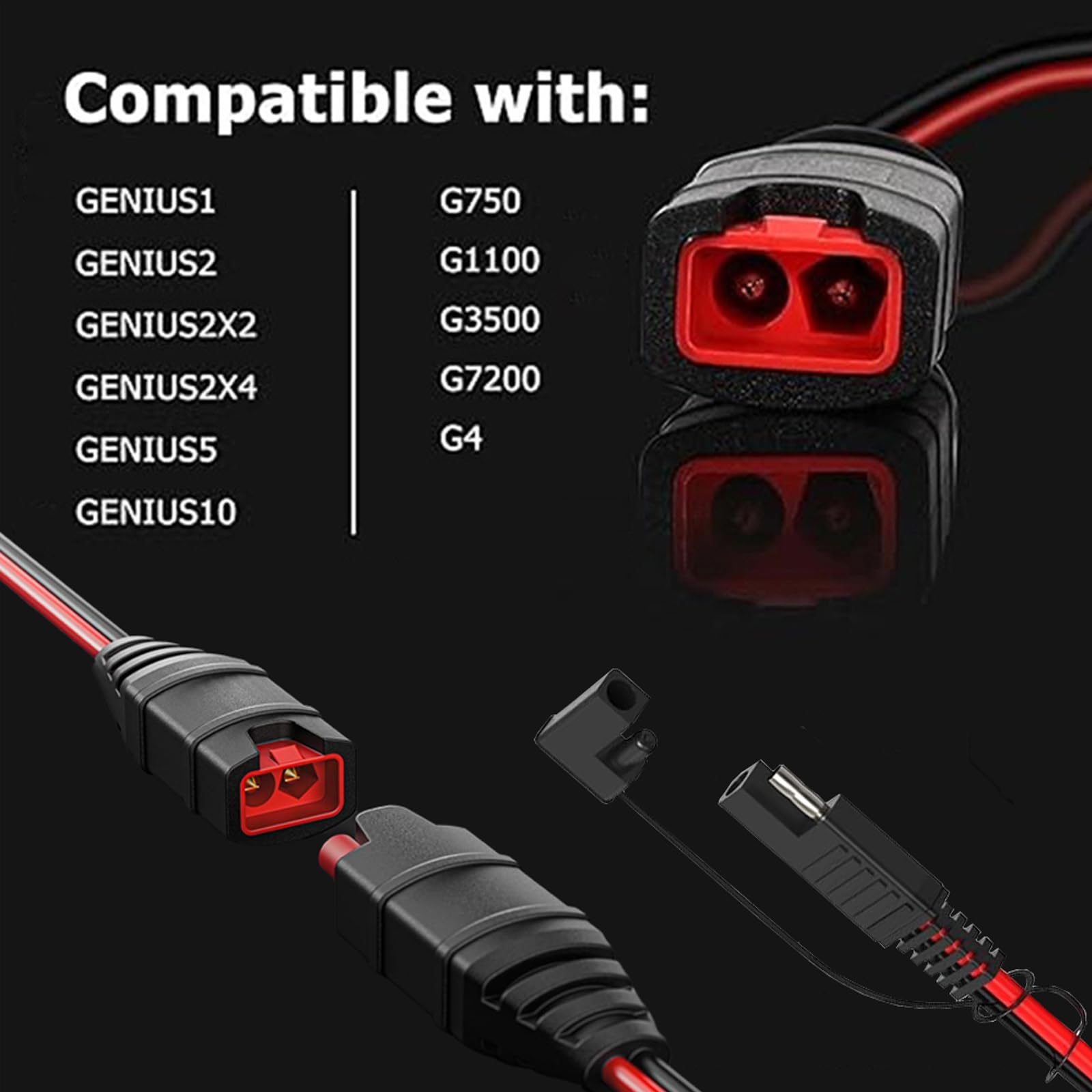 SAE Verlängerungskabel kompatibel mit NOCO Genius Smart Batterieladegerät, 30.5 cm-14 AWG, SAE-Anschlusskabel mit Netztrennschalter, geeignet für Motorräder/ATVs/UTVs/Autos