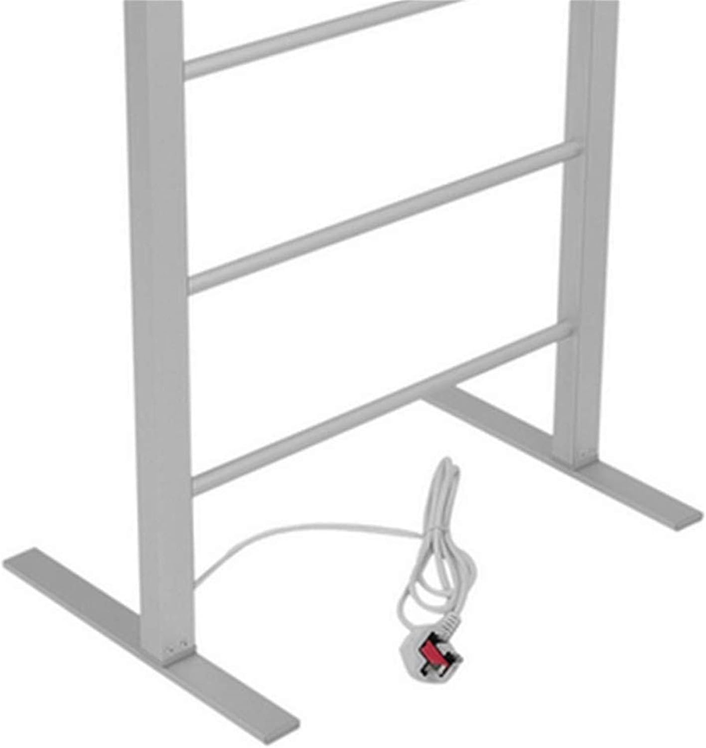 Bathroom Wall Heater Towel Warmer,Towel Heater Rail, 6 Bars Floor Standing Warmer Aluminum Alloy 100W for Bathroom Electric Towel Rails Home Bathroom Accessories (White)
