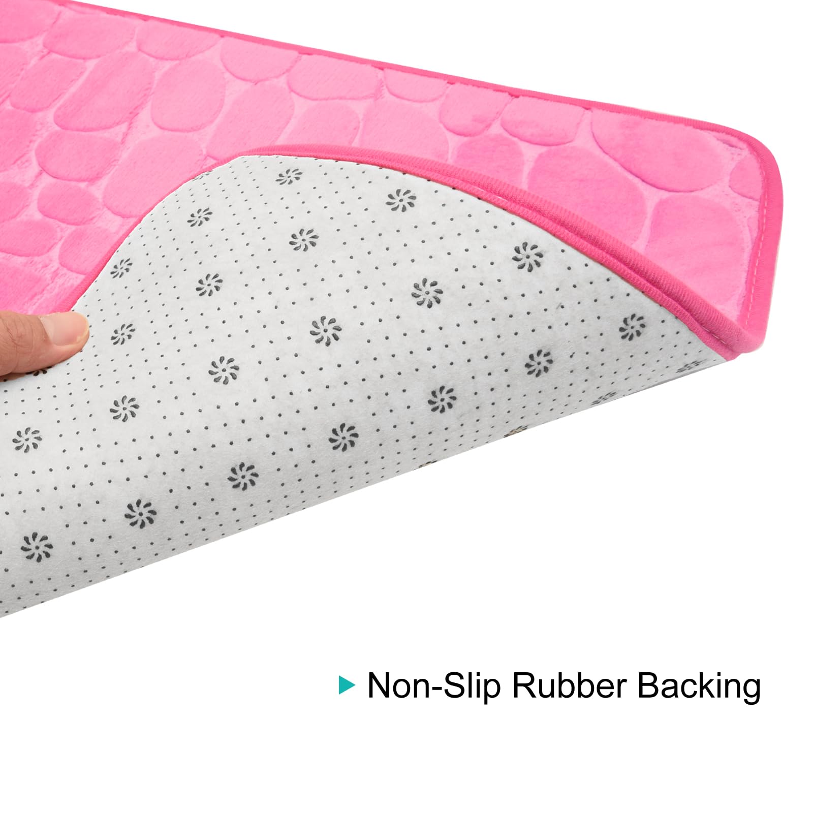 sourcing map Baño Alfombras 60x90cm, 2uds Adoquín Baño Alfombras Puerta Alfombras Memoria Espuma Baño Alfombra Antideslizante Absorbente Baño Alfombra para Baño Suelo Bañera-Rosa Rojo